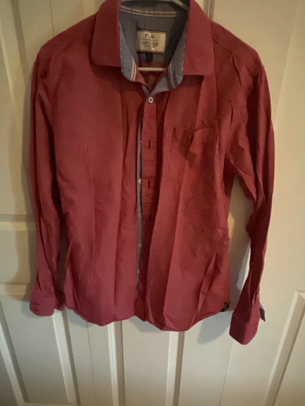 Flag and Anthem red button up 100% cotton